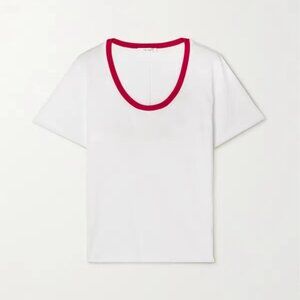 $1090 Like New THE ROW Pomorie Two-Tone Cotton T-Shirt Sz Medium